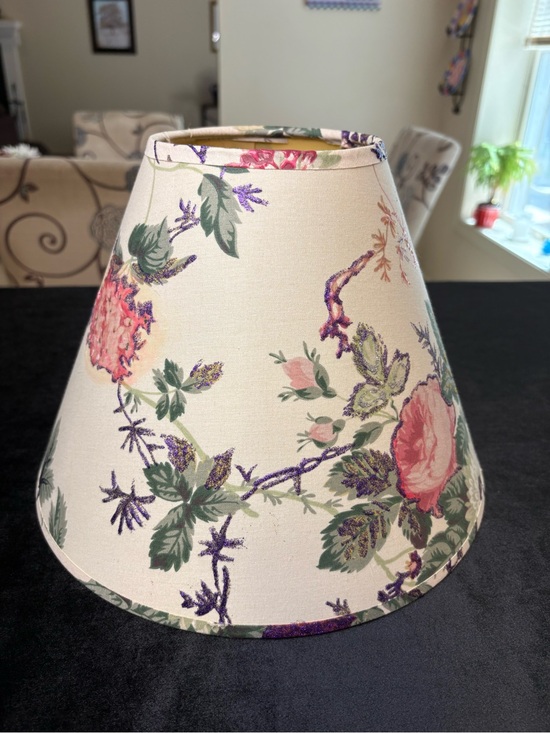 Other - Handmade Floral Lampshade With White Fabric Base And Pink Rose Patterns